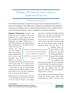 Michigan`s 2022 Industry and Occupational Employment Projections