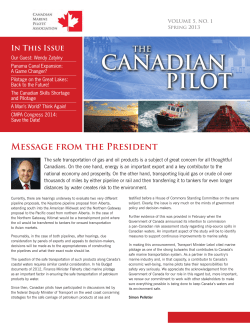 Message from the President - Canadian Marine Pilots Association