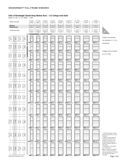 Table of Woodwright Double-Hung Window Sizes