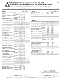 Ordering Conference Approved Literature (CAL) - Al-Anon