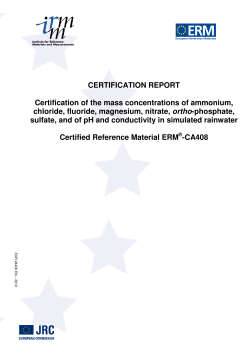 CERTIFICATION REPORT Certification of the mass concentrations