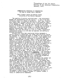 Communicative Strategies in Conversation: The