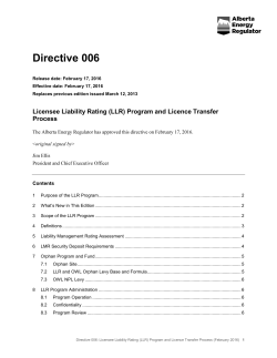 Directive 006: Licensee Liability Rating (LLR) Program and
