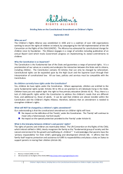 Briefing Note on the Constitutional Amendment on Children`s Rights