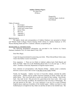 Adaline Glasheen Papers 28 Linear Feet 30 Boxes Prepared by