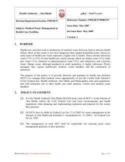 Policy on Medical Waste a Mangement in the HCFs