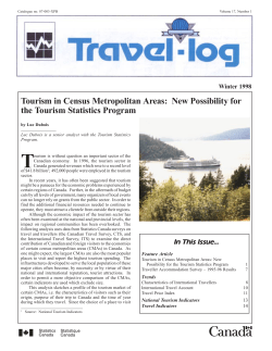 Tourism in Census Metropolitan Areas: New Possibility for the