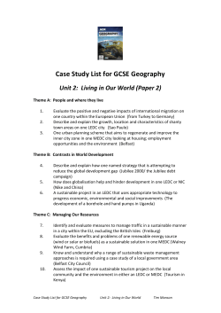 Unit 2: Living in Our World Case Study List