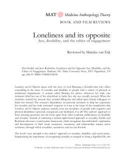 Loneliness and its opposite - Medicine Anthropology Theory
