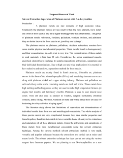 Proposed Research Work Solvent Extraction Separation of Platinum