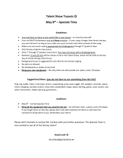 Talent Show Tryouts May 8th &ndash; Specials Time