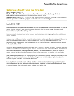 Solomon`s Sin Divided the Kingdom