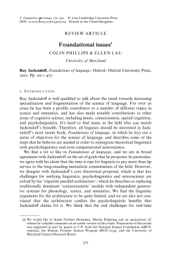 Foundational issues1 - UMD Linguistics