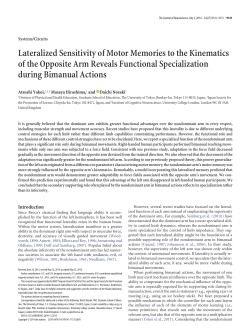 Lateralized Sensitivity of Motor Memories to the Kinematics of the