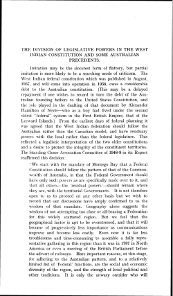 THE DIVISION OF LEGISLATIVE POWERS IN THE WEST