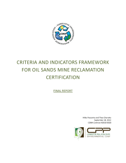 Criteria and Indicators Framework for Oil Sands Mine