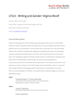 LT313 - Writing and Gender: Virginia Woolf