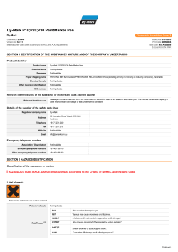 Australian MSDS for P Series Paint Marker P10 - Dy