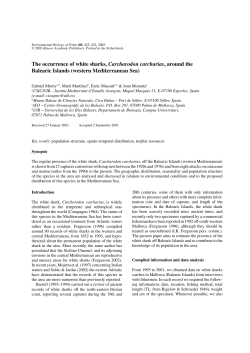 The occurrence of white sharks, Carcharodon carcharias, around