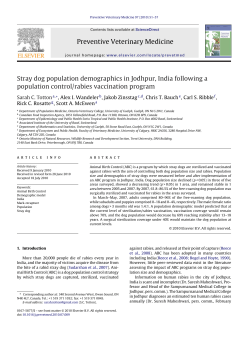 Stray dog population demographics in Jodhpur, India