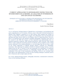 current approaches to orthography instruction for spanish heritage