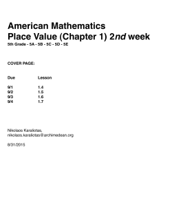 American Mathematics Place Value (Chapter 1) 2nd week
