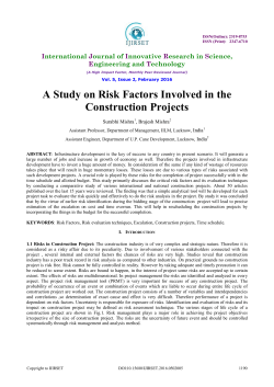 A Study on Risk Factors Involved in the Construction