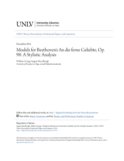 Models for Beethoven`s An die ferne Geliebte, Op. 98: A Stylistic