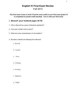 English IV Final Exam Review Fall 2013