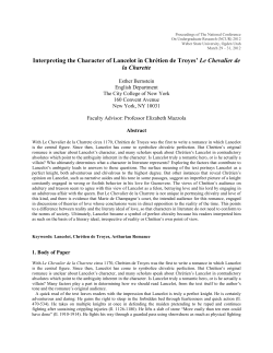 Interpreting the Character of Lancelot in Chr&eacute;tien de Troyes` Le