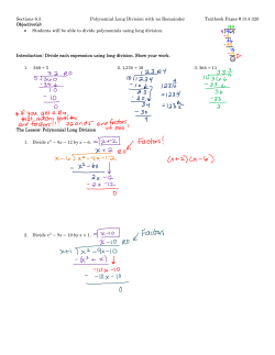Polynomial Long Division