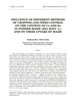 INFLUENCE OF DIFFERENT METHODS OF CROPPING AND
