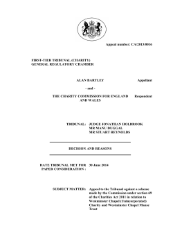 21 July 2014 - First-tier Tribunal (Charity) > Decisions