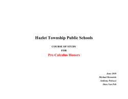 Pre-Calculus Honors - Hazlet Township Public Schools