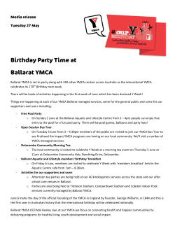 Media release - Y Week 2014 Ballarat YMCA getting ready to party