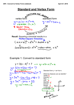 MPM2DW - U4 - 8 - Convert to Vertex Form - richmirempm2dw-phs