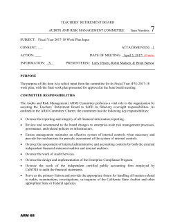 Fiscal Year 2017-18 Work Plan Input