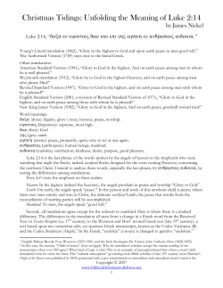 Christmas Tidings: Unfolding the Meaning of Luke 2:14