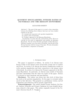 Quotient singularities, integer ratios of factorials and the Riemann
