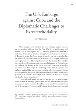 The US Embargo against Cuba and the Diplomatic Challenges to