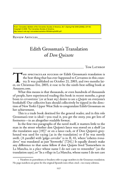 Edith Grossman`s Translation of Don Quixote - H-Net