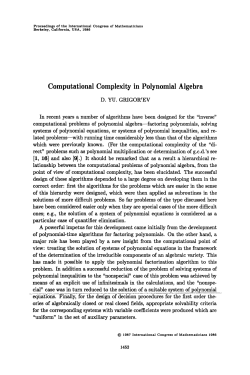 Computational Complexity in Polynomial Algebra