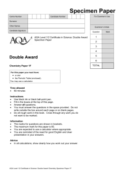 IGCSE SCIENCE CHEMISTRY Specimen Question Paper