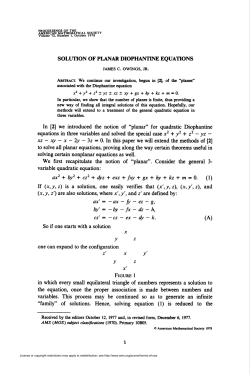 SOLUTION OF PLANAR DIOPHANTTNE EQUATIONS by` = &mdash; by
