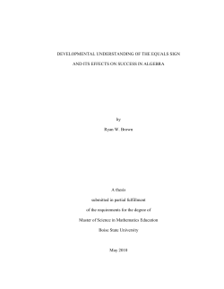 Developmental Understanding of the Equals Sign