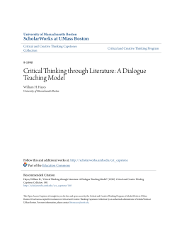 Critical Thinking through Literature: A Dialogue Teaching Model