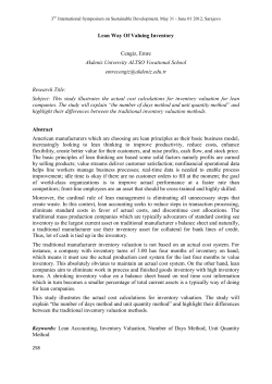 Lean Way Of Valuing Inventory Cengiz, Emre Akdeniz University