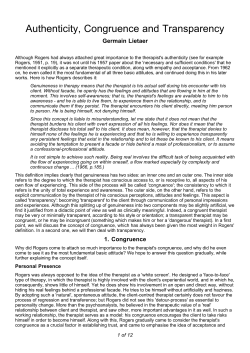 Authenticity, Congruence and Transparency