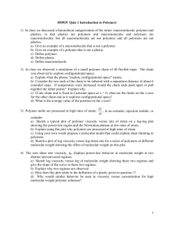 1 050929 Quiz 1 Introduction to Polymers 1) In class we discussed a