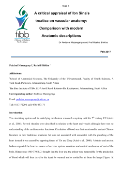 A critical appraisal of Ibn Sina`s treatise on vascular anatomy
